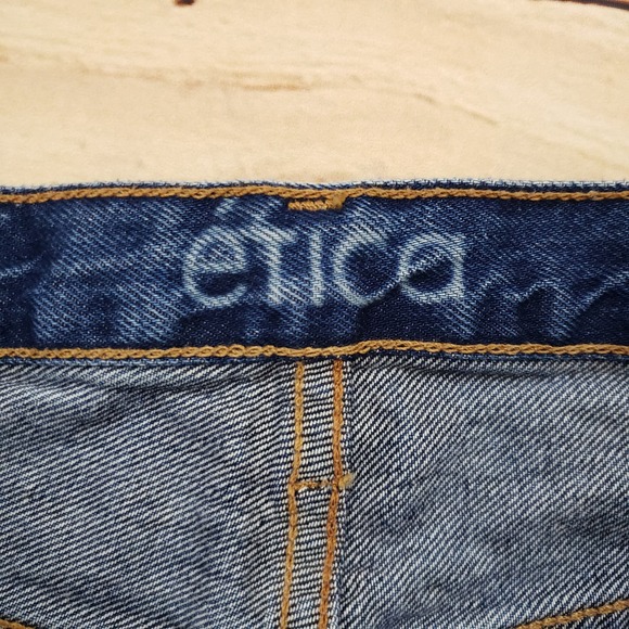 Etica Jeans Womens 27 Blue Tyler Vintage Straight LegHigh Rise Dark Wash Denim - Picture 5 of 11
